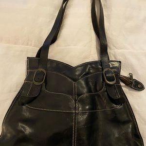 Patricia Nash Black Leather Shopper Handbag